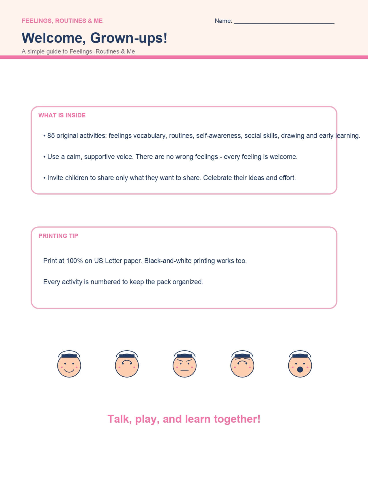Feelings, Routines & Me – worksheet preview page 1