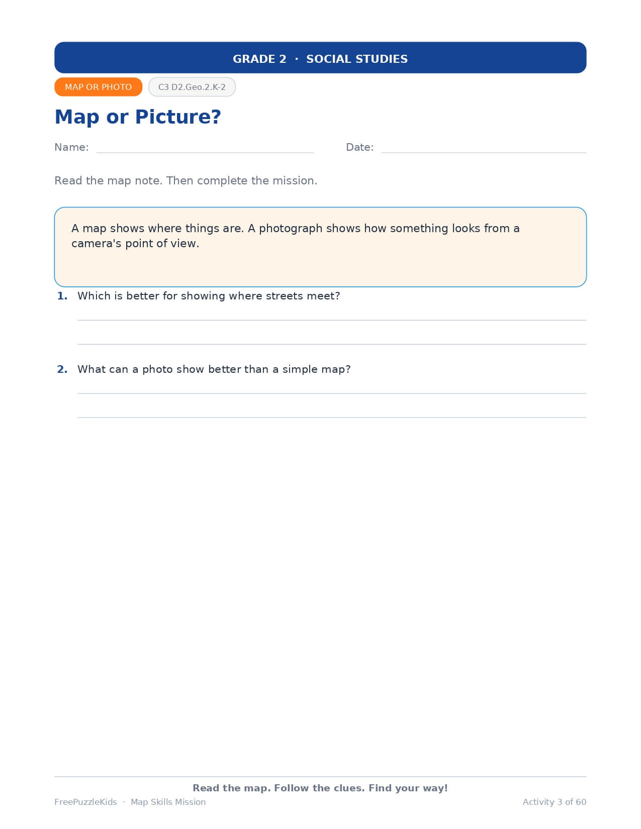 Map Skills Mission – Grade 2 – worksheet preview page 4