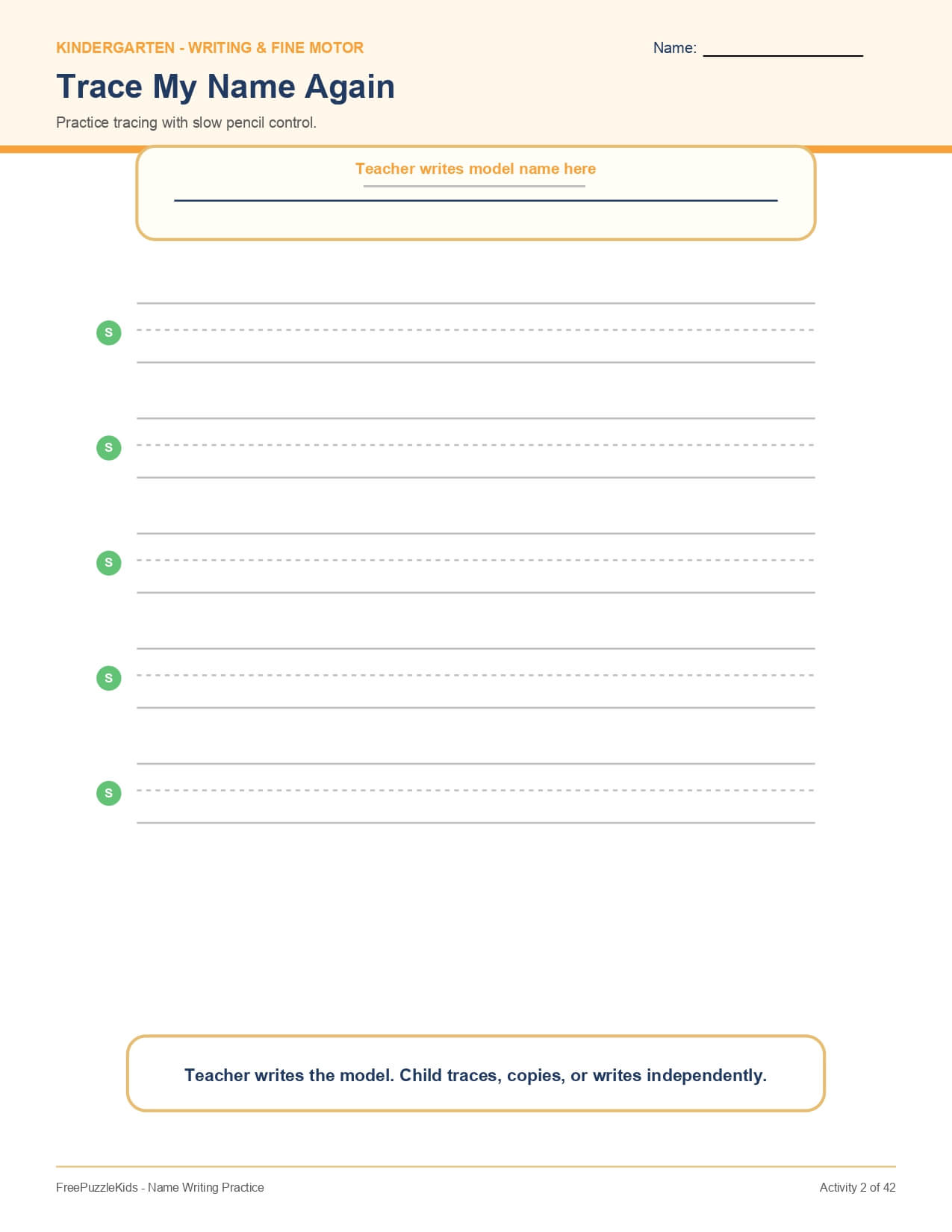 Name Writing Practice – worksheet preview page 3