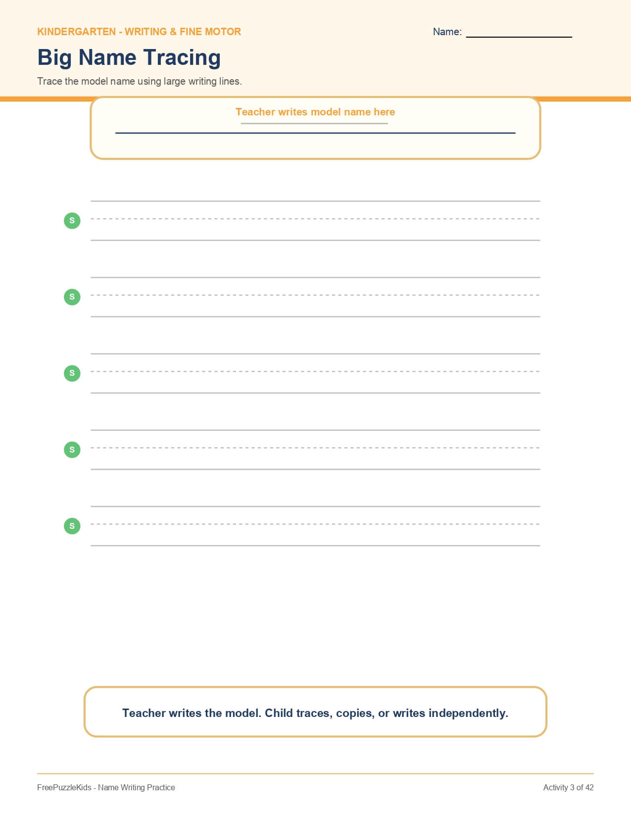 Name Writing Practice – worksheet preview page 4