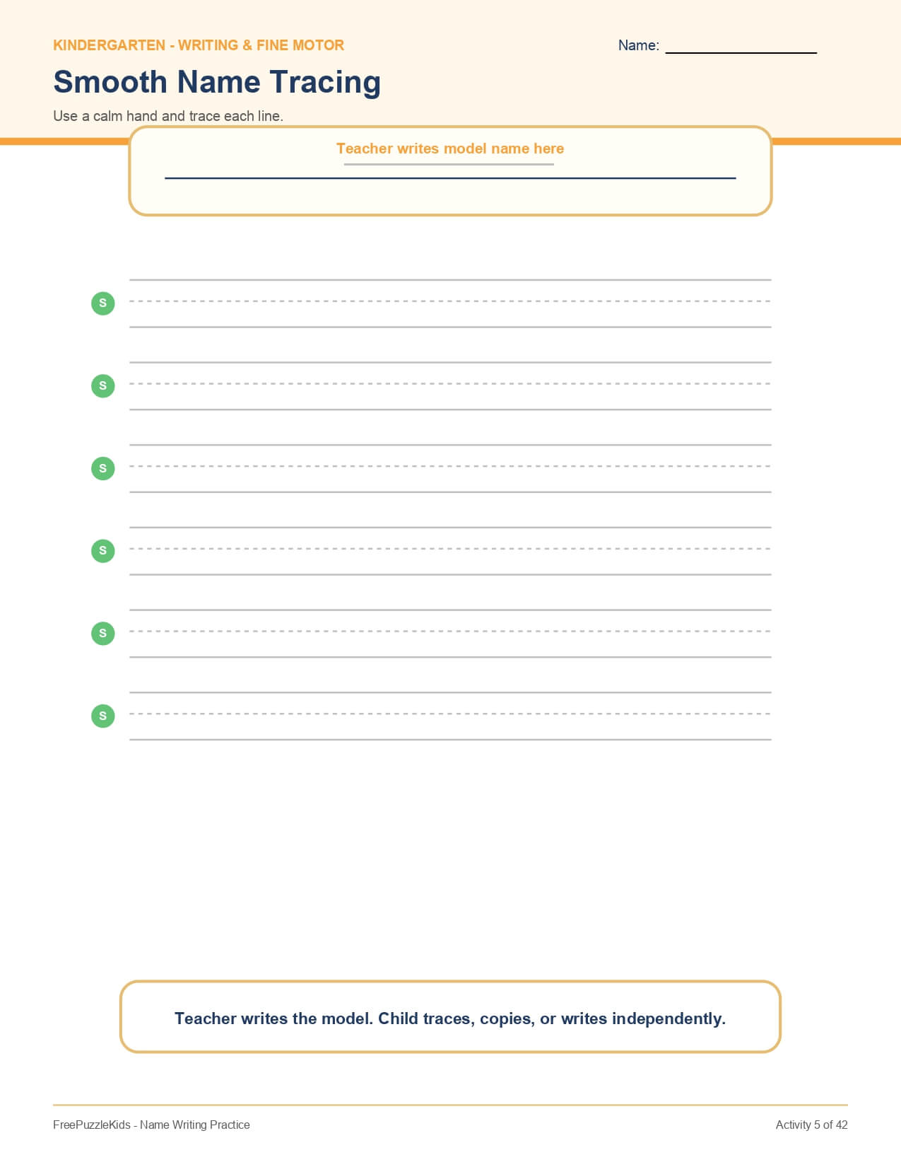 Name Writing Practice – worksheet preview page 6