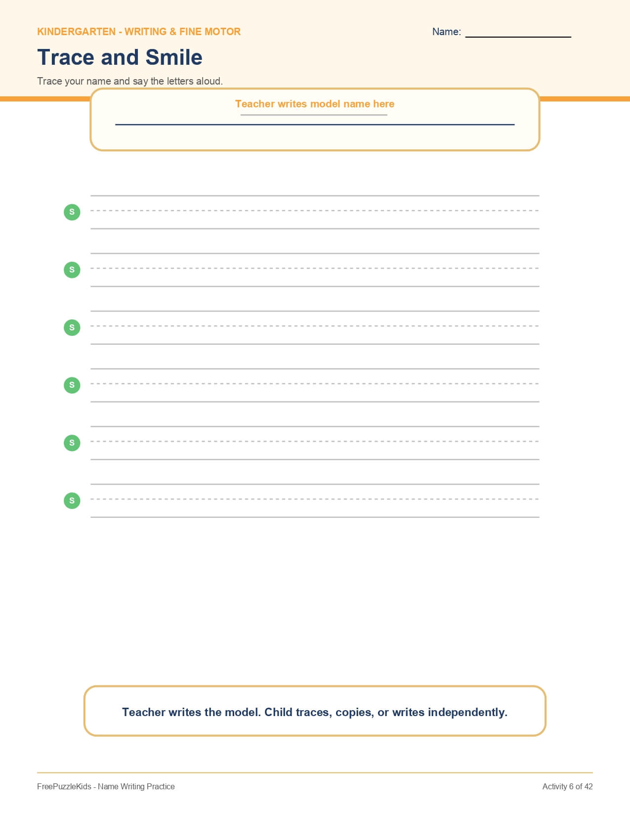 Name Writing Practice – worksheet preview page 7
