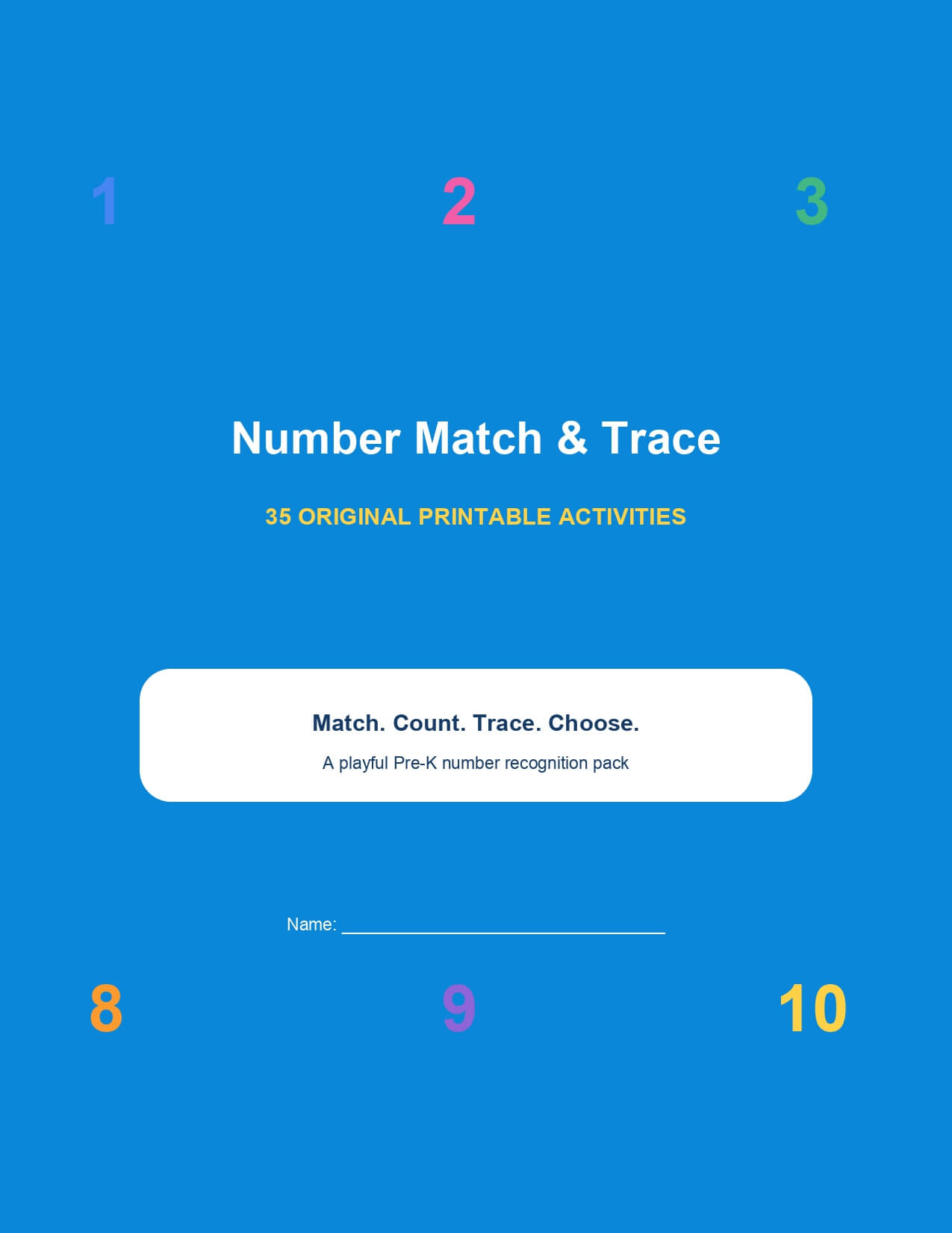 Number Match and Trace – printable educational resource