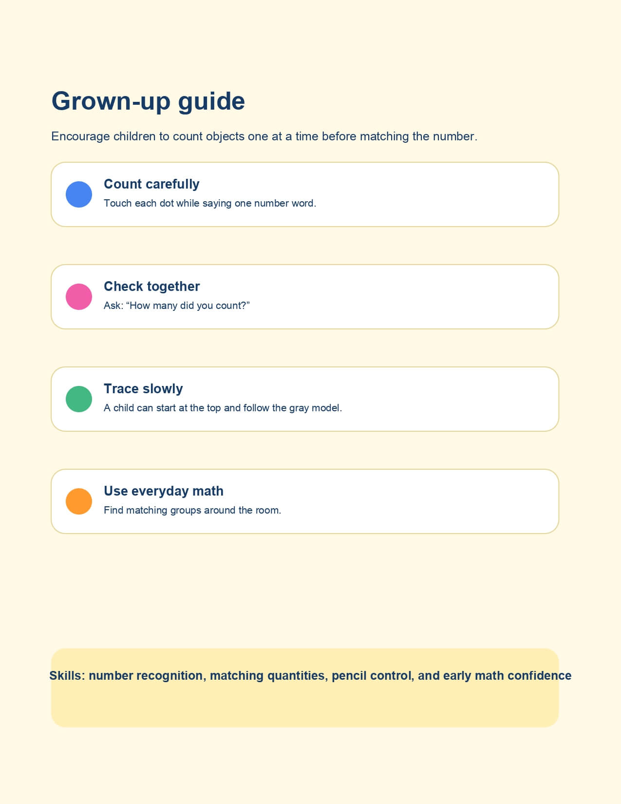 Number Match and Trace – worksheet preview page 1