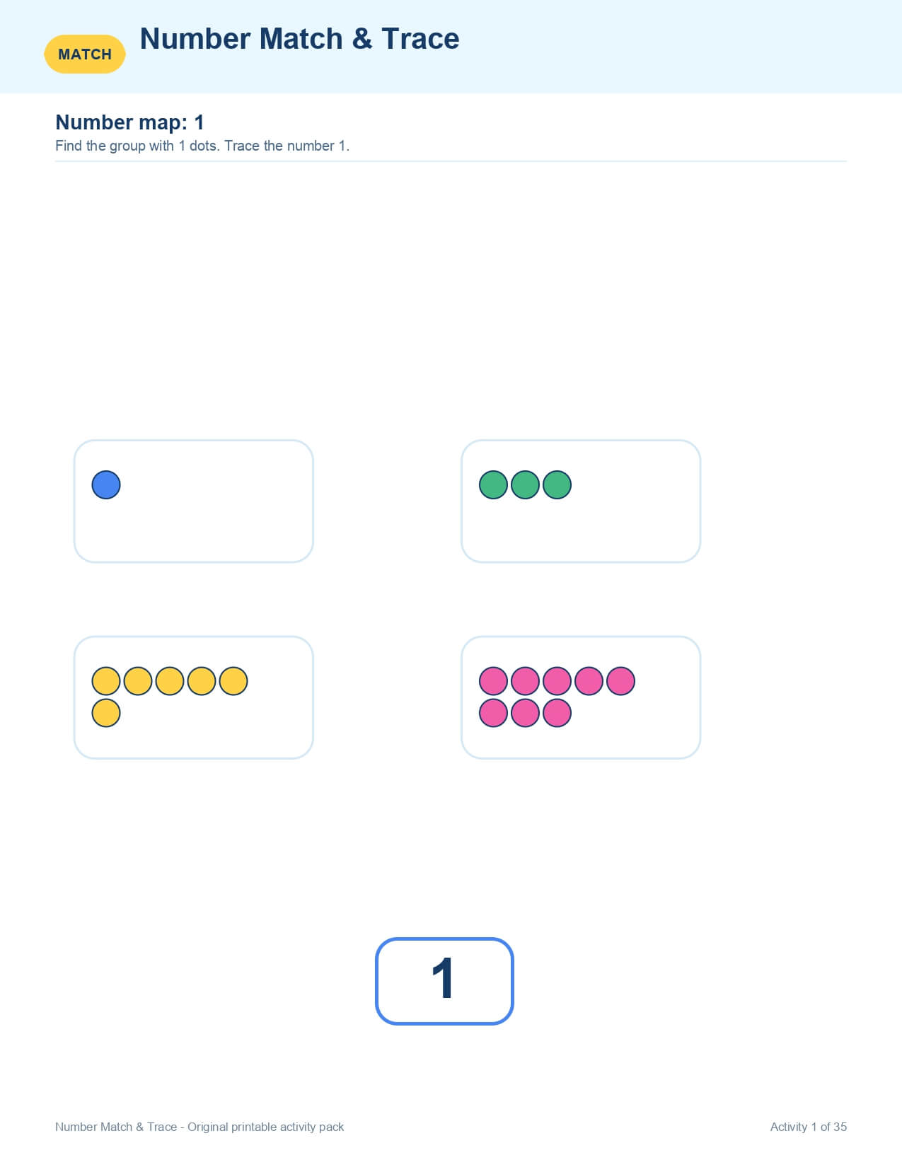 Number Match and Trace – worksheet preview page 2