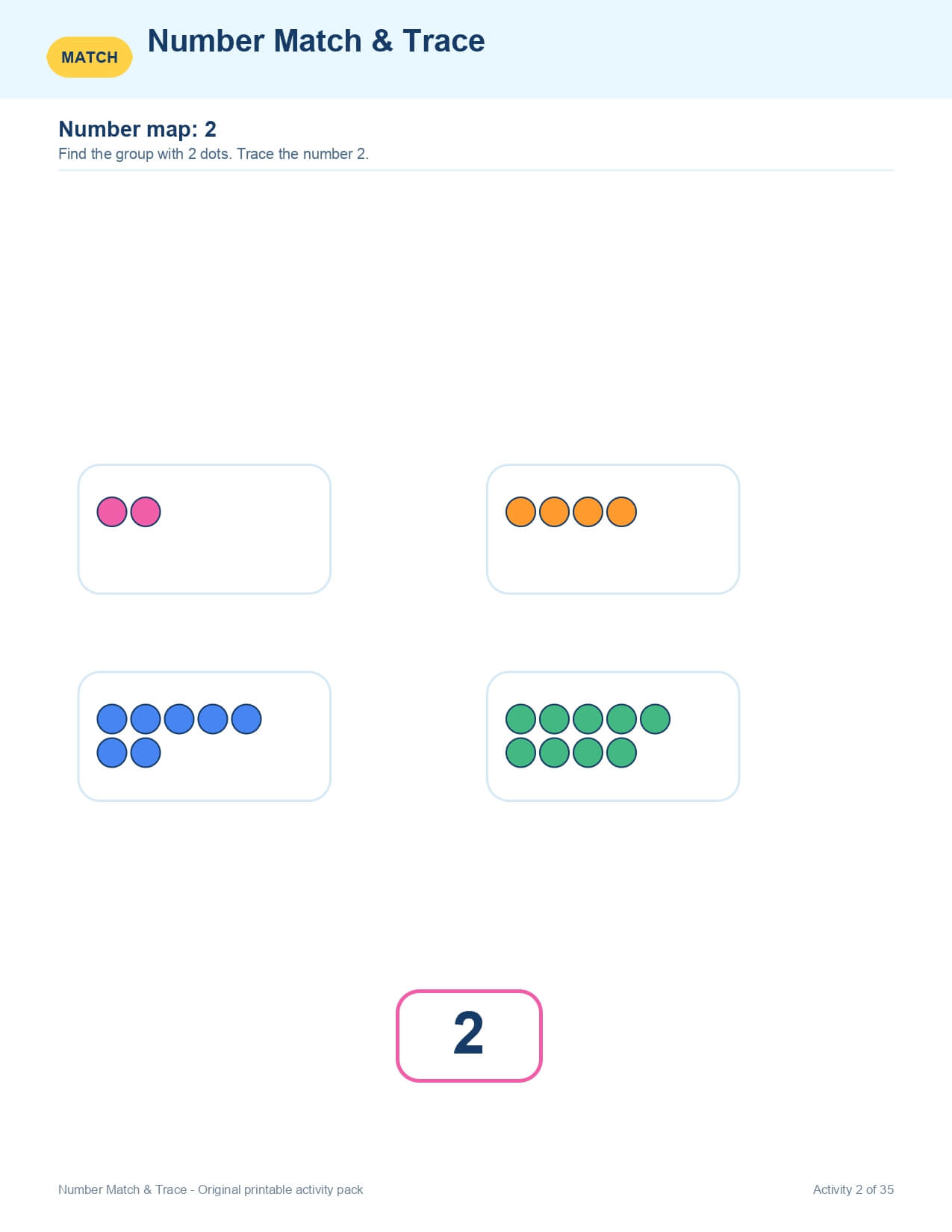Number Match and Trace – worksheet preview page 3