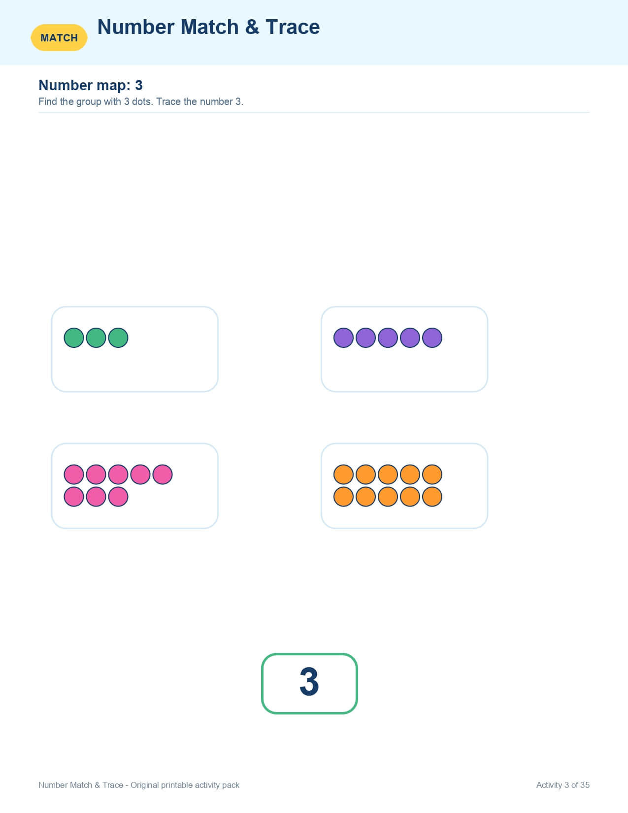 Number Match and Trace – worksheet preview page 4