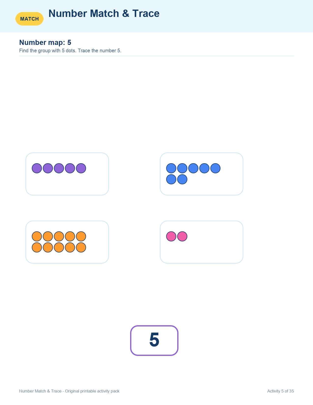 Number Match and Trace – worksheet preview page 6