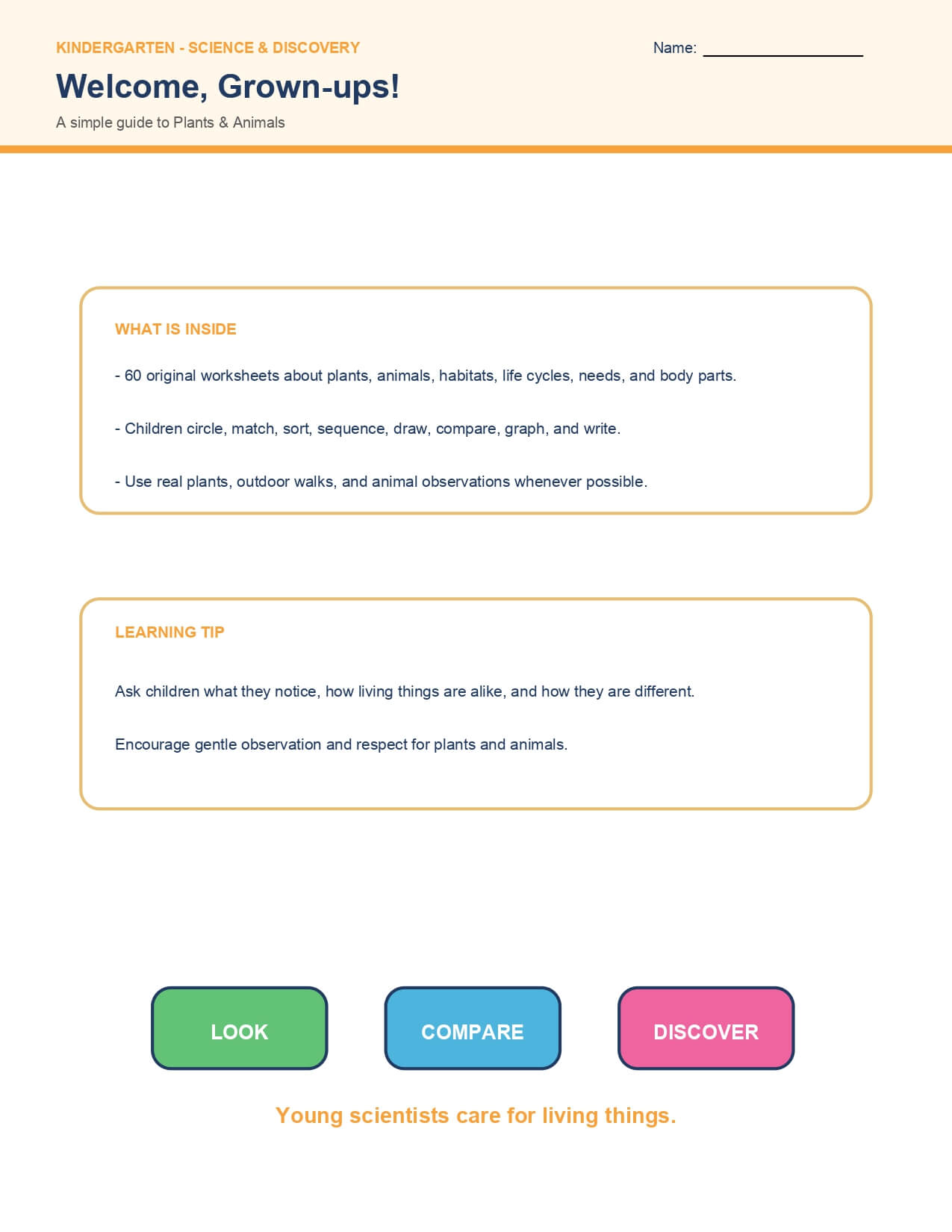 Plants & Animals – worksheet preview page 1