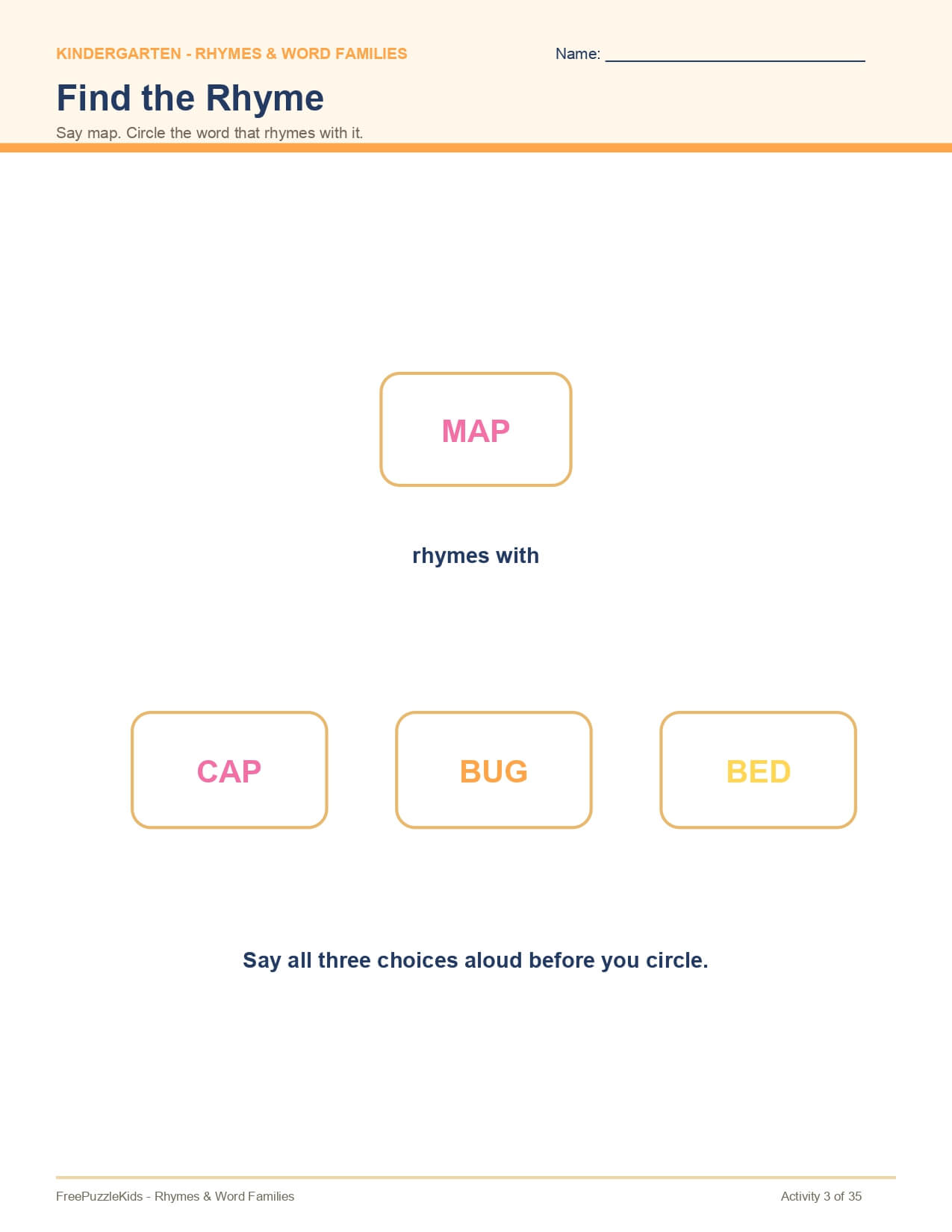 Rhymes & Word Families – worksheet preview page 4