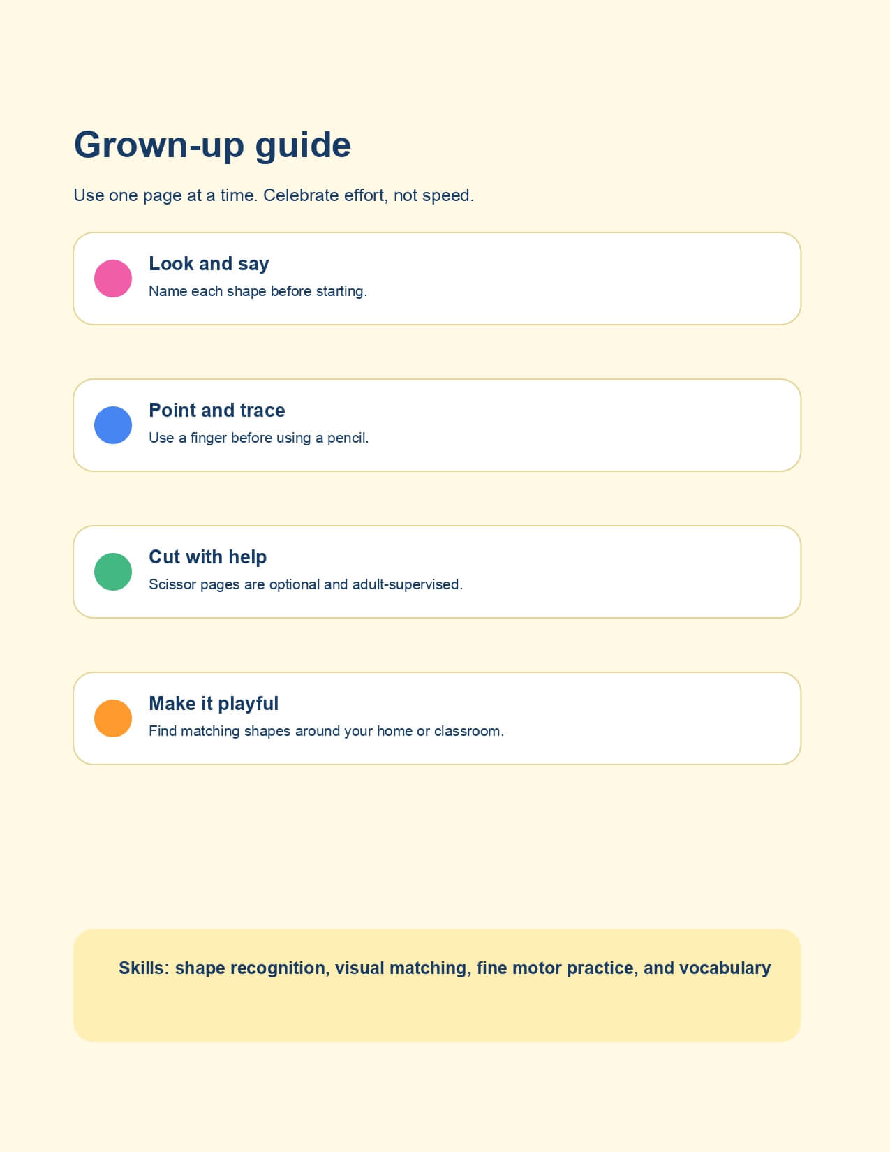 Shape Matching Adventure – worksheet preview page 1