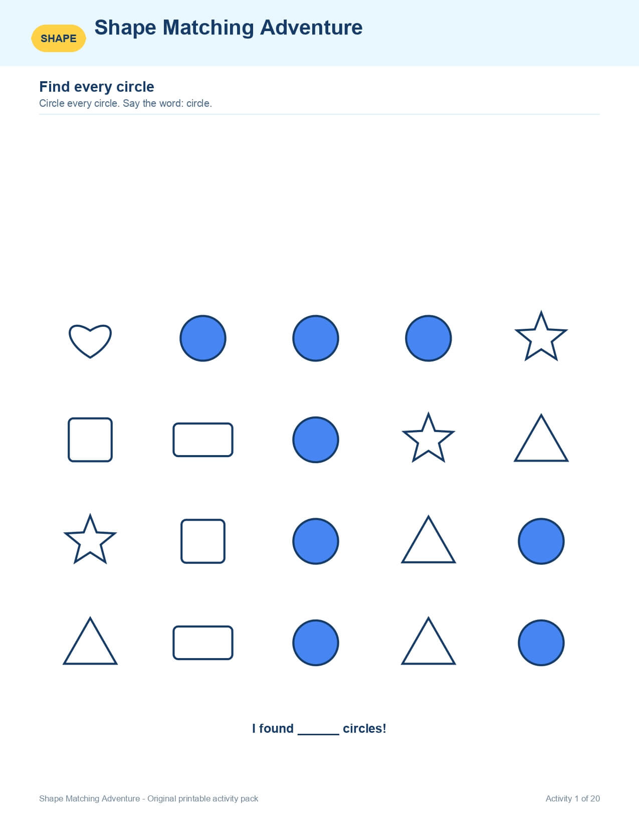 Shape Matching Adventure – worksheet preview page 2