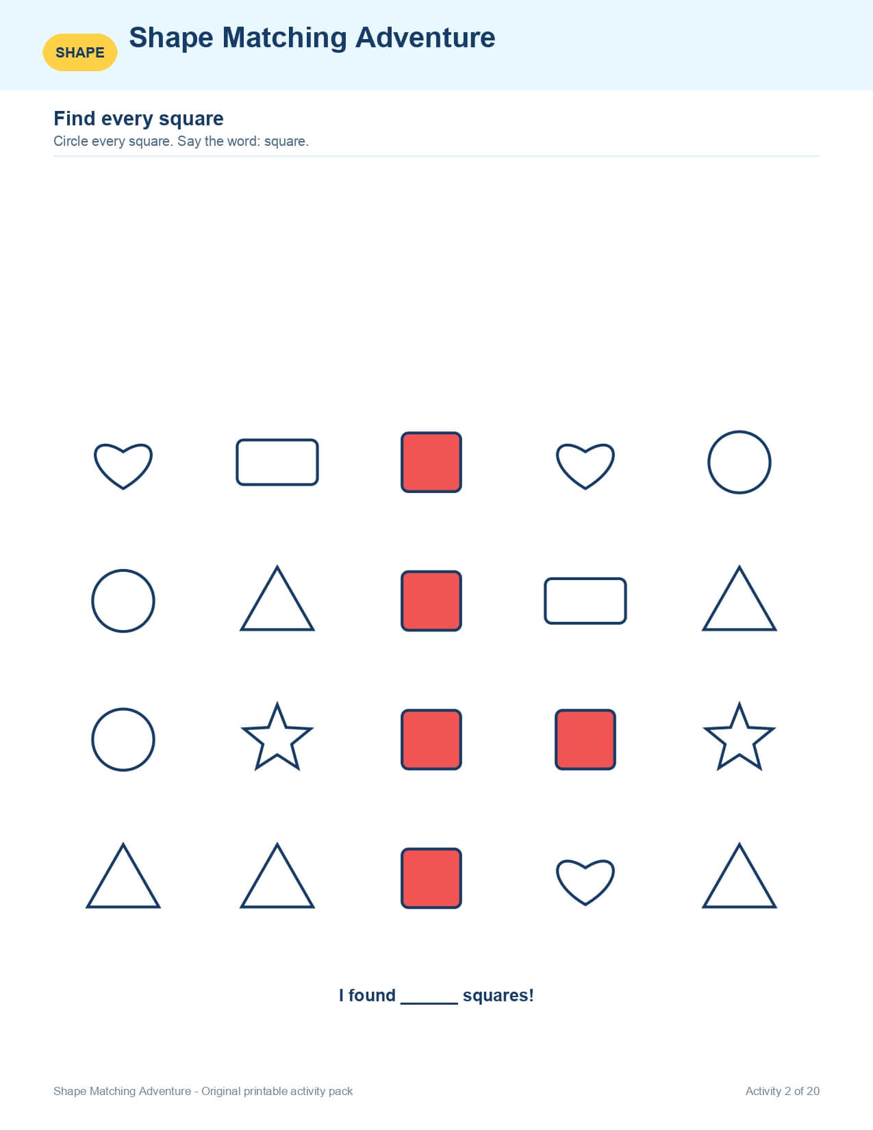 Shape Matching Adventure – worksheet preview page 3