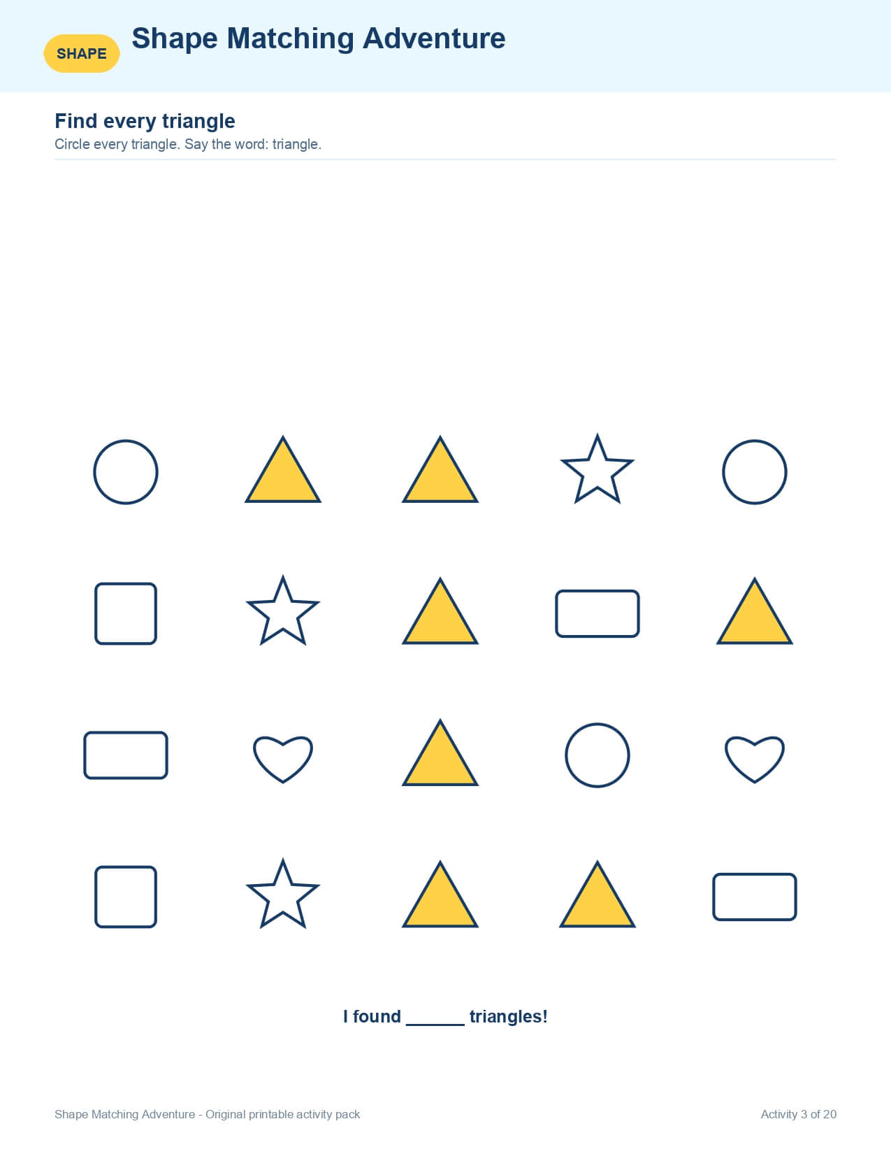 Shape Matching Adventure – worksheet preview page 4