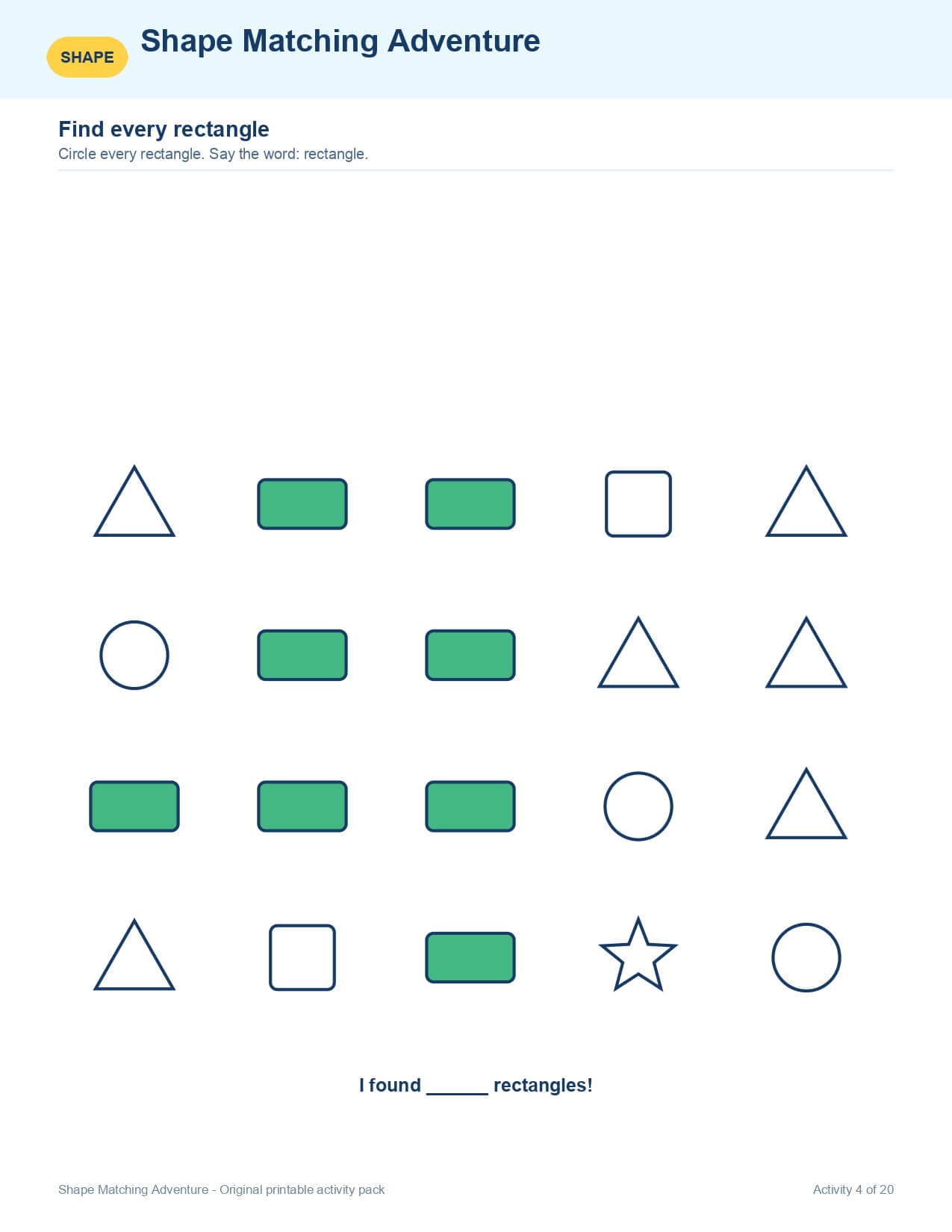 Shape Matching Adventure – worksheet preview page 5